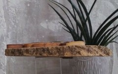 Pyrography Embossed Raw Edge Wood Asian Chinese Plaque Wall Art Vintage Art Work