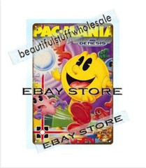 pac-mania 1980s pac man metal tin sign rectangle indoor wall decor