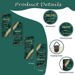 4 Pcs Bathroom Decor, Faith Love Believe Signs, Wooden Art, Green