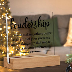 Gifts for Leader Boss Mentor Leadership Quote Clear Desk Decorative Sign Leaders