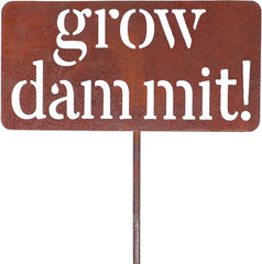 Grow Dammit Funny Garden Sign, Unique outside Gardening Decor Outdoor, Flower Ve