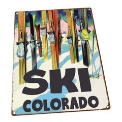 Ski Colorado Metal Sign; Wall Decor for Vacation Home