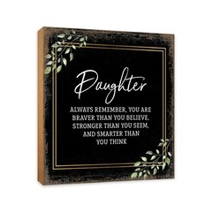 Modern Family Wooden Table Top and Shelves Home Decor 6×6 Daughter You Are Brave