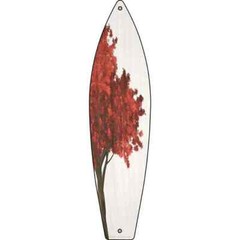 Red Leaves And Tree Metal Surfboard Sign 23″x6″ Plaque Home Door Garage Wall