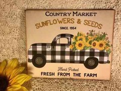 Farmhouse Truck, Sunflowers, Country Handcrafted Plaque / Sign