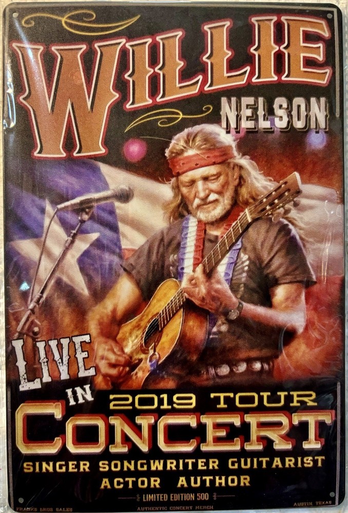TIN SIGN 8×12 Willie Nelson Country Music Star Singer Songwriter Guitarist DD13