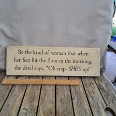 Wood Sign Oh Crap She’s Up Humor! Rustic Decor 16×5″ #4518BMTFallbin