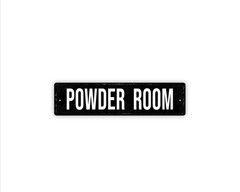 Powder Room Sign Metal Wall Decor for Bathroom Door or Guest Bath, Elegant