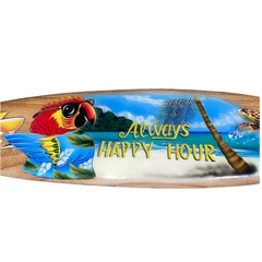 39” ALWAYS HAPPY HOUR PARROT SEA TURTLE SIGN WALL HANGING ART ISLAND HOME DECOR
