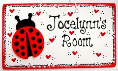 Personalize LADYBUG SIGN Kid’s Name Room Wall Art Door Childrens Bedroom Plaque