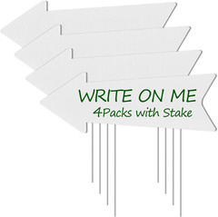 Directional Arrow Signs with Stakes, 4 Pack Blank Yard Signs 17 X 6 Inches Cust
