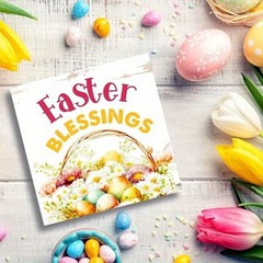 Spring Easter Themed Egg Basket Floral Wooden Box Sign Easter Blessings Decor