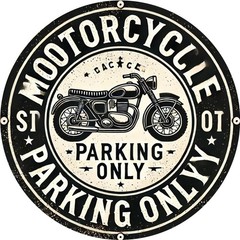 1pc Retro Motorcycle Tin Metal Signs Parking Only Metal Aluminum Sign, Vintage M