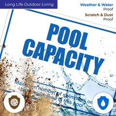 Pool Capacity Pool Sign, 10×14 Inches, Rust Free .040 Aluminum, Fade Resistant,