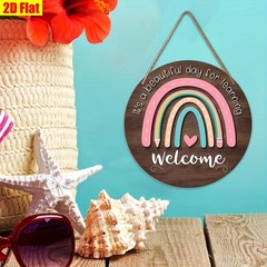 Wooden Classroom Door Sign Rainbow Welcome Plaque Teacher Back to School Gift