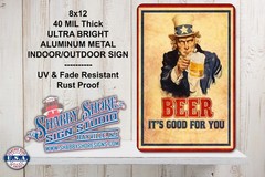 Funny Beer Bar Pub Humor Uncle Sam Sturdy Metal Indoor/Outdoor Sign 8×12