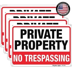 Eye-Catching 10×14 Inch No Trespassing Signs – Set of 4 for Property Security
