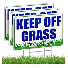Durable 3 PC Keep Off Grass Signs – 8×12 Coroplast Warnings for Garden and Parks