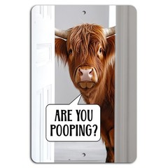 Funny Bathroom Cow Sign: ‘Are You Pooping?’ – Quirky Humor Décor!