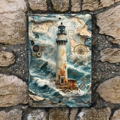 Lighthouse Metal Sign – Nautical Ocean Decor – Coastal 8×12 Aluminum Wall Art
