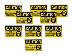 Lot of 9 SmartSign Caution Eye Protection Required S-1319 14″ x 10″ Yellow/Black
