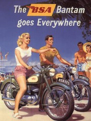Vintage BSA Bantam motorcycle poster ad reproduced on steel sign biker decor