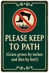 Please Keep To Path Garden Sign Lawn Flower Bed Yard Metal Decor New Yard 8×12