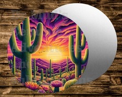 WESTERN CACTUS DESERT Round Sign Wreaths Crafts miniatures GOTH