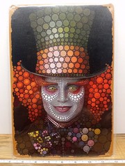 The Mad Hatter Pointilism On Metal Sign Approximately 8×11.5 Inches