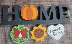 5 Pc Interchangeable HOME Sentiment Seasonal Icons Holiday SIGN Tabletop Decor