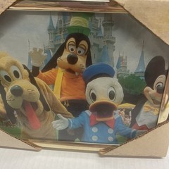 DISNEYLAND 1970s framed picture Mickey Mouse Donald Duck Pluto Goofy 8” X 6”