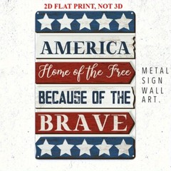 American Flag Inspired Patriotic 4th July Man Cave Bar Wall Décor Metal Tin Sign