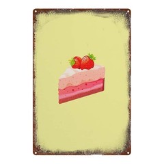 Retro Strawberry Cake Metal Sign Sweet Food Wall Art Home Bedroom Office Decor