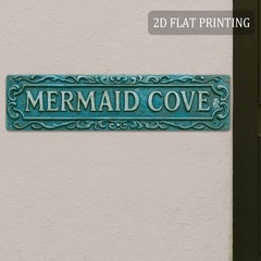 Mermaid Cove Antique Teal Patina Metal Sign Beach House Front Entry Wall Decor
