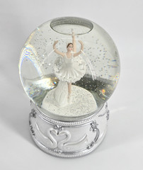 Vintage Swan Lake Ballerina Snow Globe Battery Swirl 7” Ballet Water Globe