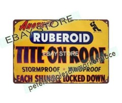 RUBEROID TITE ON ROOF home improvement nostalgia metal tin sign wall art