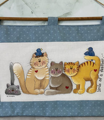 Kitty Cat Wall Hanging Painted Tapestry Kitten Sign Panel Mat Home Decor 13.5×9″