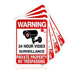 4-Pack No Trespassing Signs Private Property, 10X7 Inch Rust-Free Aluminum Secur