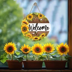 Welcome Spring Summer Sunflower Front Door Sign, Flower Bumble Bee Wood Door …