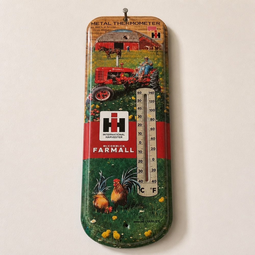 Farmall Design Metal Thermometer by International Harvester