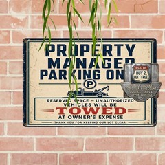 Property Manager Parking Only Novelty Office Door Metal Sign 8×12
