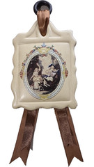 Greenbrier International Victorian Ceramic Hanging Wall Plaque Ribbon Decor Sign