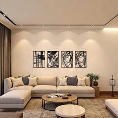 4 PCS Black Abstract Wall Art Decor Minimalist Single Line Home 17×11.8 Inch
