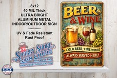 Beer & Wine Bar Pub Sturdy Metal Indoor/Outdoor Sign 8×12