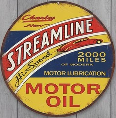 Streamline Motor Oil 8″ Diameter Vintage Novelty Metal Sign Made In USA New!