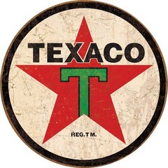 Vintage Texaco Star Round Metal Sign Retro Gas Oil 2D Flat Tin Wall Decoration