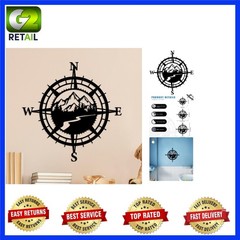 Heavy-Duty 11” Mountain Compass Metal Wall Art – Rustic Charm for Homes