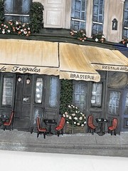 Paris street scene Brasserie Restaurant By Scott Steel Hanging Wall Plaque 6 X 8