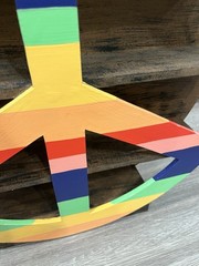 Peace Wood Shelf Sit Or Hang 18” | Colorful Pride Peace Shelf