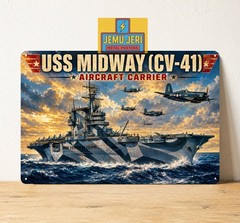 USS Midway CV-41 Aircraft carrier Navy Metal Poster Sign 8*12″in